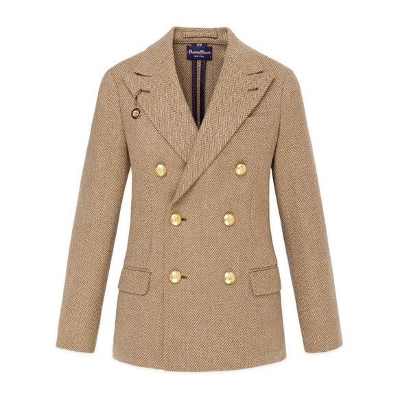 Rowing Blazers Jackets & Blazers - NWT Rowing Blazers Women's Brown Herringbone Double Breasted 100% Wool Blazer